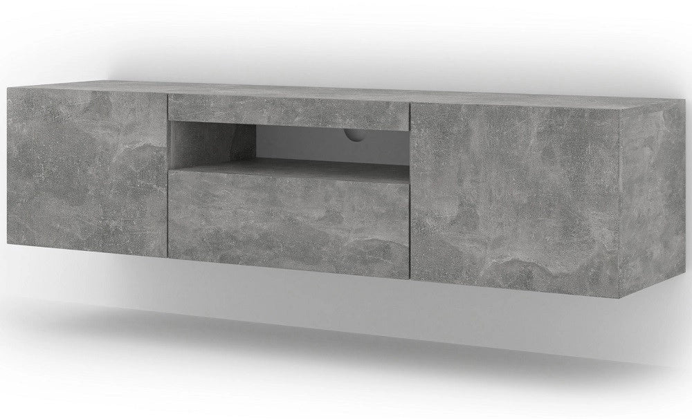 Mobile TV sospeso o a terra 150xH42/36x37 Cm STAND AURA colore cemento