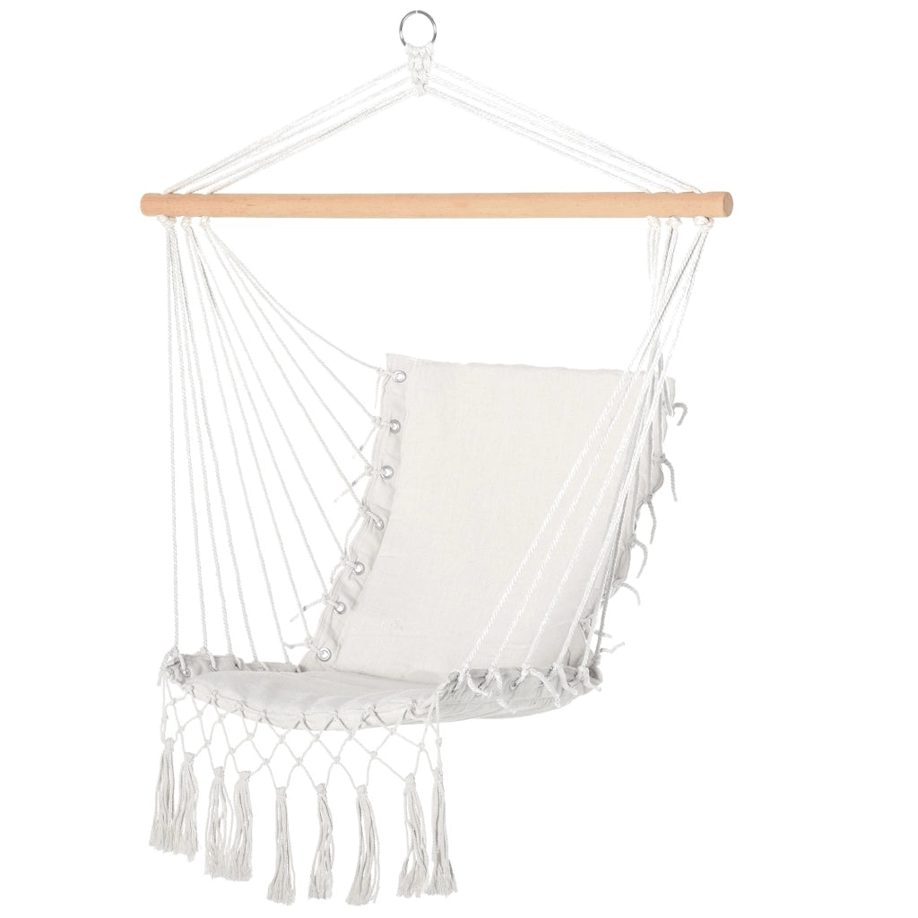 Sedia a Dondolo Sospesa ¨C Zephmum ¨C Tessuto Crema 90x50 cm con Nappe