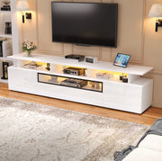 Mobile TV bianco lucido 180 x 38 x 45 cm con LED e 2 ante