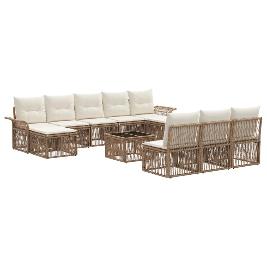 Set Divano da Giardino 11 pcs Beige polyrattan