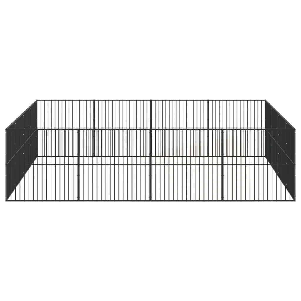 Box per Cani 16 Pannelli Nero Acciaio Zincato 3209555