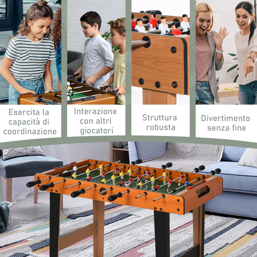 Calcio Balilla in Legno con 22 Giocatori e Accessori Inclusi