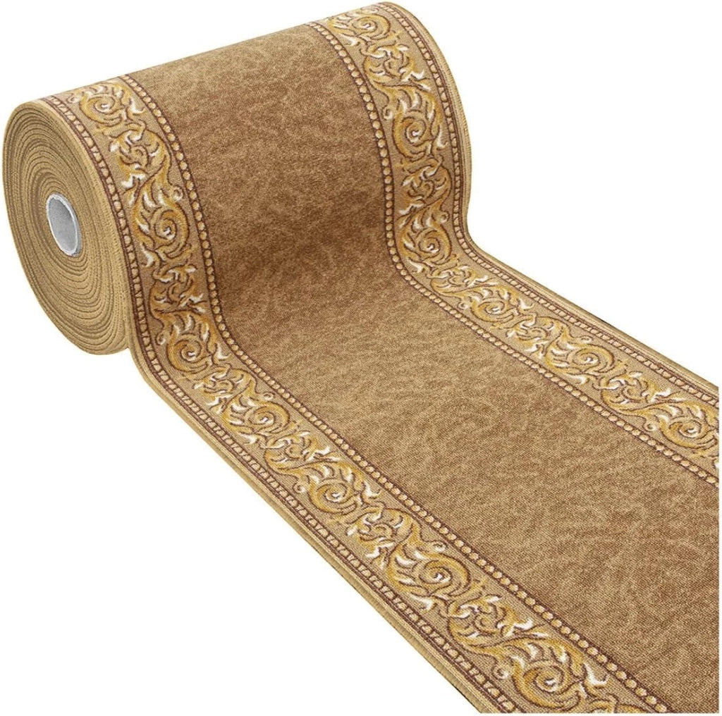Passatoia Scala Bordata 67x120 cm Ingresso Corridoio Tappeto Cucina Gradini Stile Barocco Beige