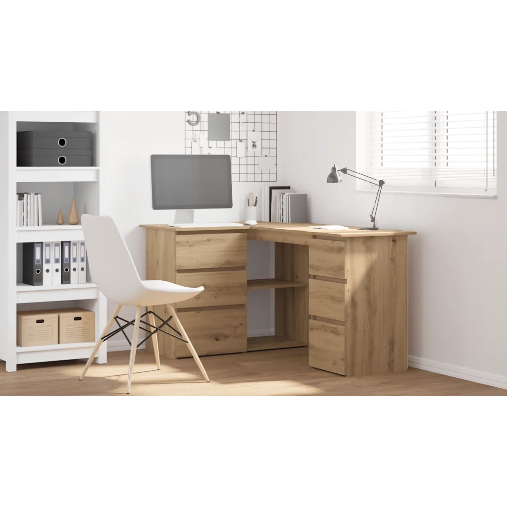 Scrivania Angolo Rovere Artigianale 145x100x76 cm Truciolato