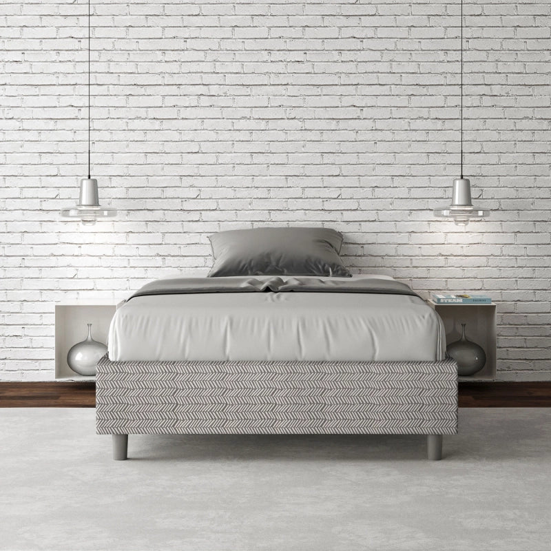 Letto Sommier imbottito 1 piazza e mezza 120x200 cm tessuto Aragona Azelia - Bianco,Senza rete