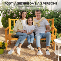 Panchina da Giardino 153x56x91 cm con Tavolino Centrale Sollevabile e Braccioli in Legno Marrone Chiaro