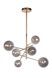 Lampadario Alara Lucide ottone vetro fumé Ø72cm 6xG4