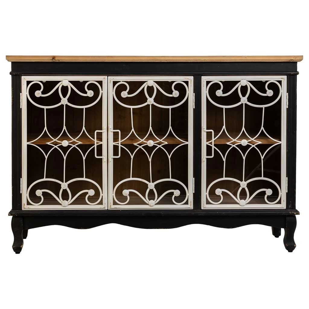 Credenza in legno e metallo nero 120x36x80,5h