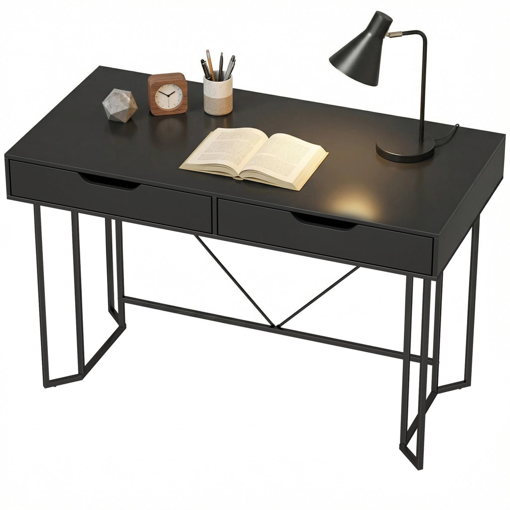Scrivania con 2 cassetti ¨C Zephmum ¨C Nero 120x60x77 cm