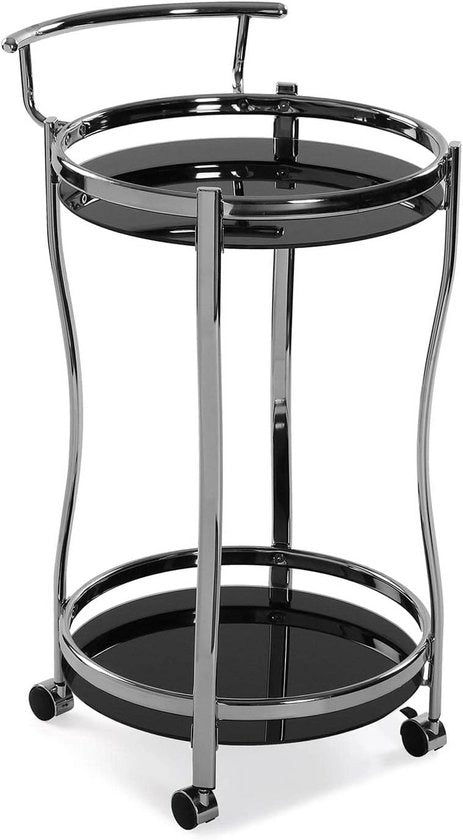 Carrello di Servizio con Lamiere di Vetro e Struttura Metallica - Trolley per Cucina o Camera