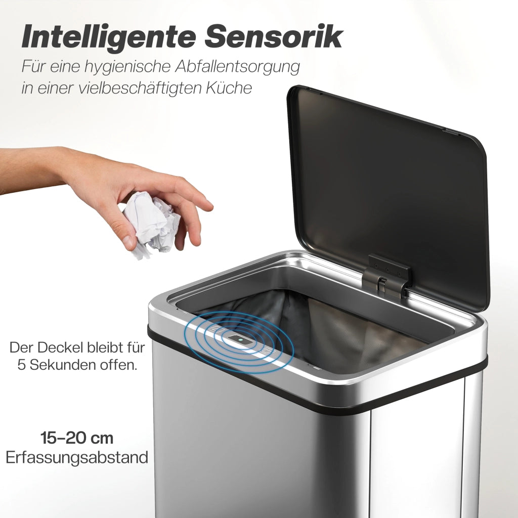 Cestino Automatico 50L ¨C zephmum ¨C Acciaio Inossidabile 35.5x26x67 cm Argento