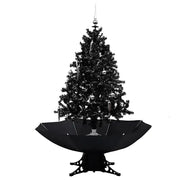 Albero di Natale con Nevicata e Base ad Ombrello-Decorazioni natalizie Nero 140cm PVC