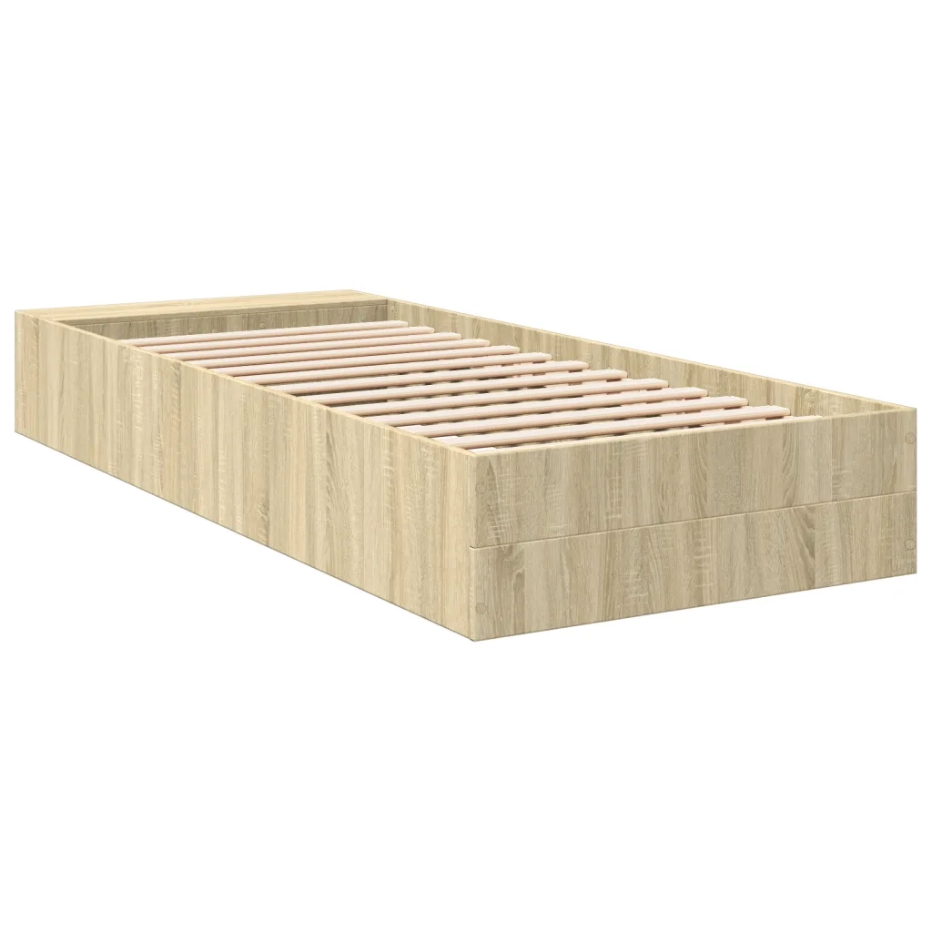 Letto singolo | Letto per adulti | Giroletto Rovere Sonoma 100x200 cm in Legno Multistrato