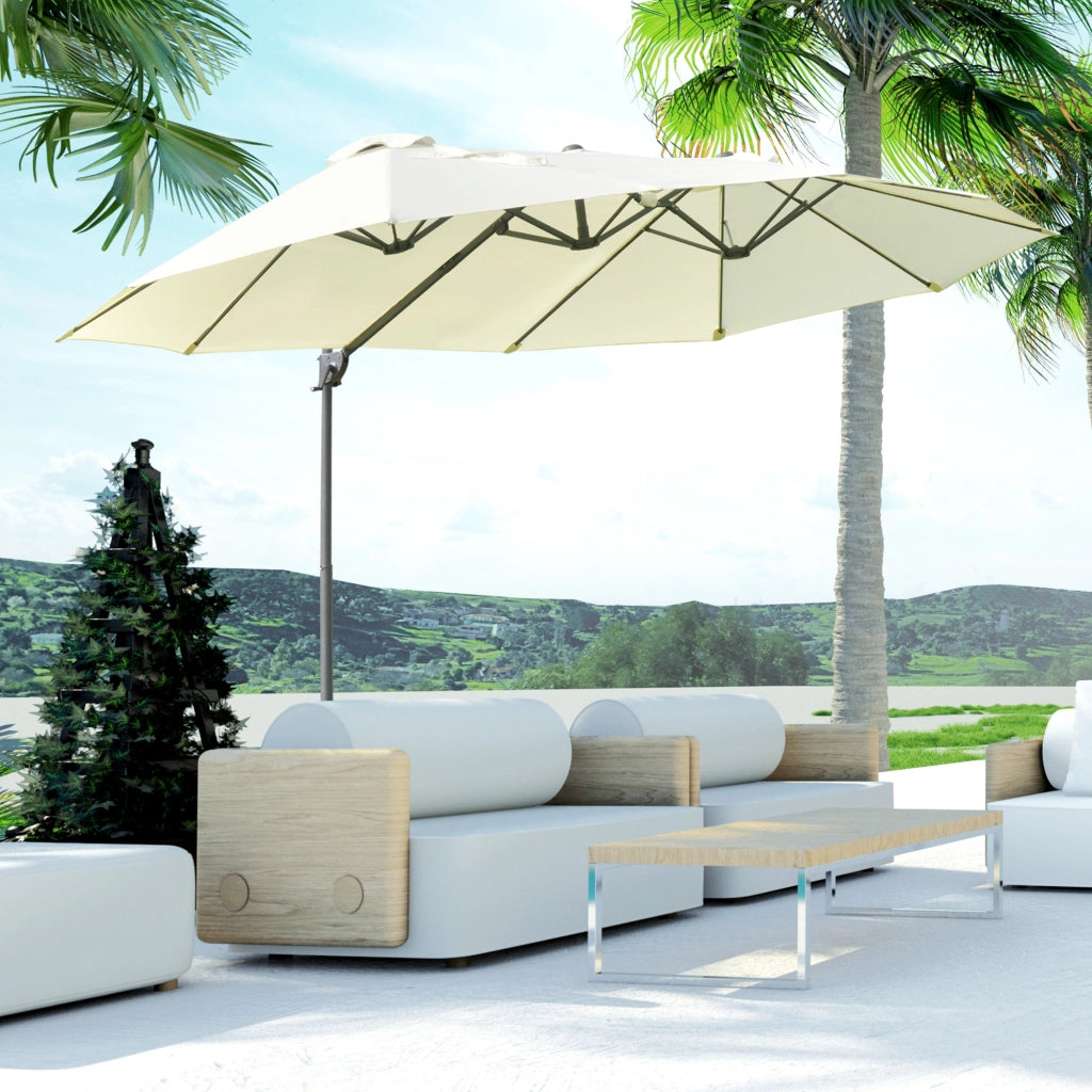 Ombrellone Doppio Grande Inclinabile con Manovella ¨C zephmum ¨C 270x445x260 cm Beige