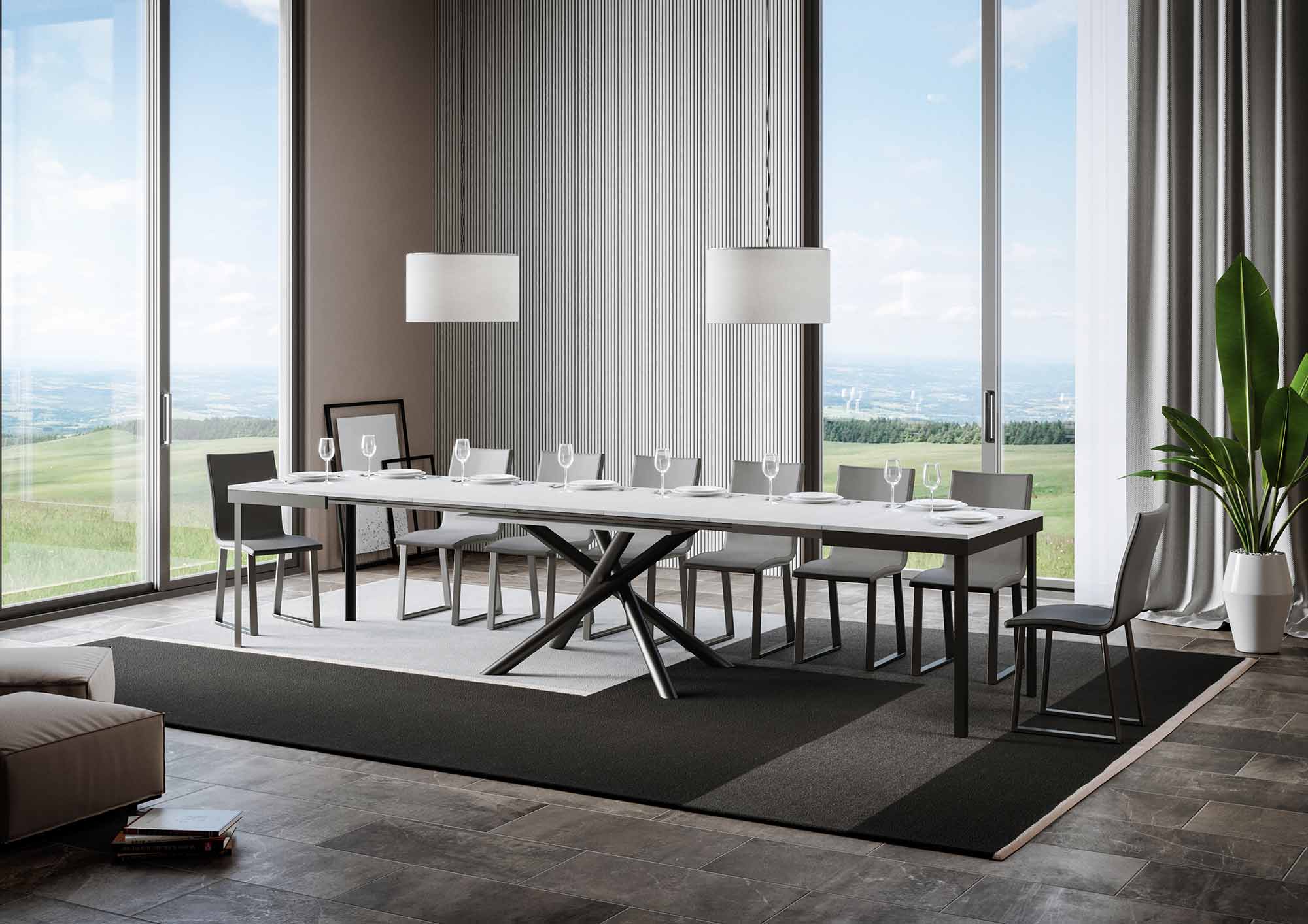 Tavolo Allungabile 120-380x90x77 cm Famas Evolution Bianco Frassino