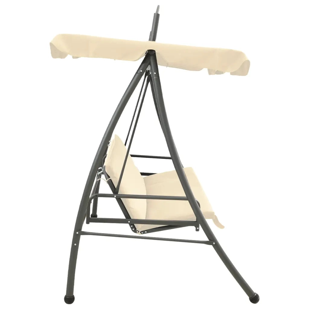 Panchina a Dondolo Convertibile con Baldacchino Bianco Sabbia cod mxl 43333