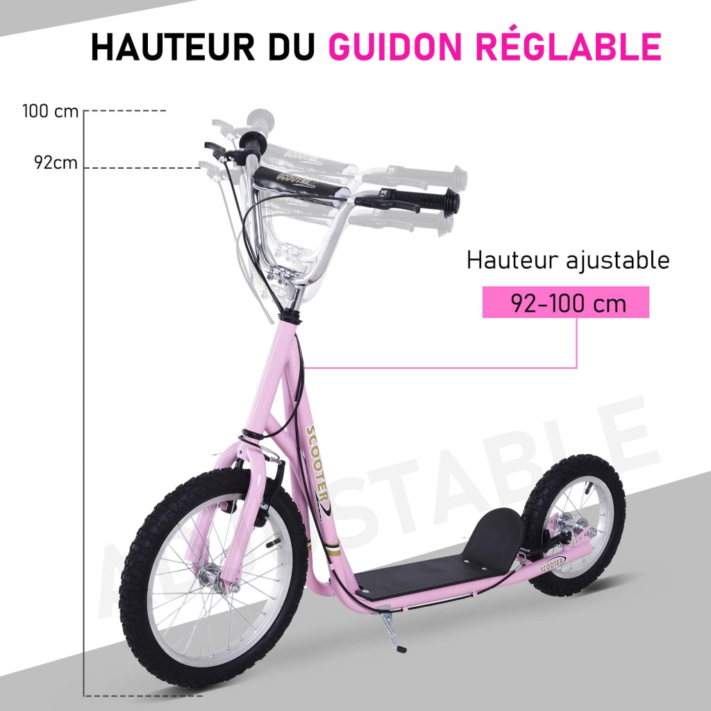 Monopattino per Bambini dai 5 Anni ¨C Xylo ¨C Ruote Grandi Manubrio Regolabile Freni Cavalletto Rosa