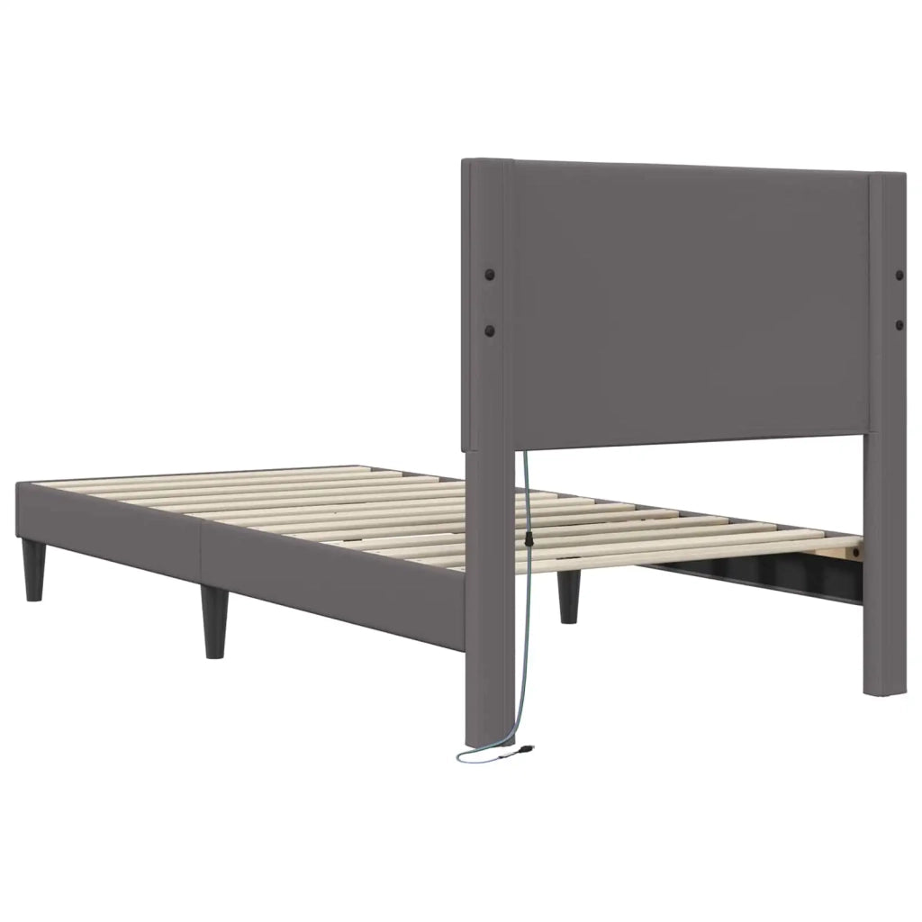Struttura del letto con testiera Grigio 100 x 200 cm Similpelle