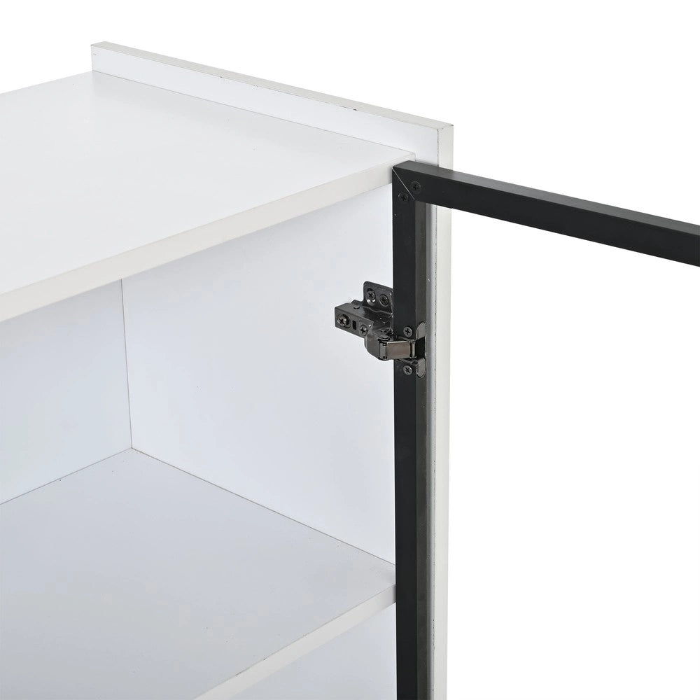 Vetrina LED con Ante in Vetro e Luce 16 Colori ¨C MINIMAL ¨C Bianco, Legno, 120cm
