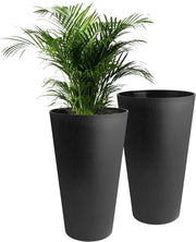 Bloempot decorativa per interni ed esterni (2 pezzi). Adatto per balconi e terrazze. 30 cm contenitore decorativo in plastica. (Pacco 2 Nero standard)