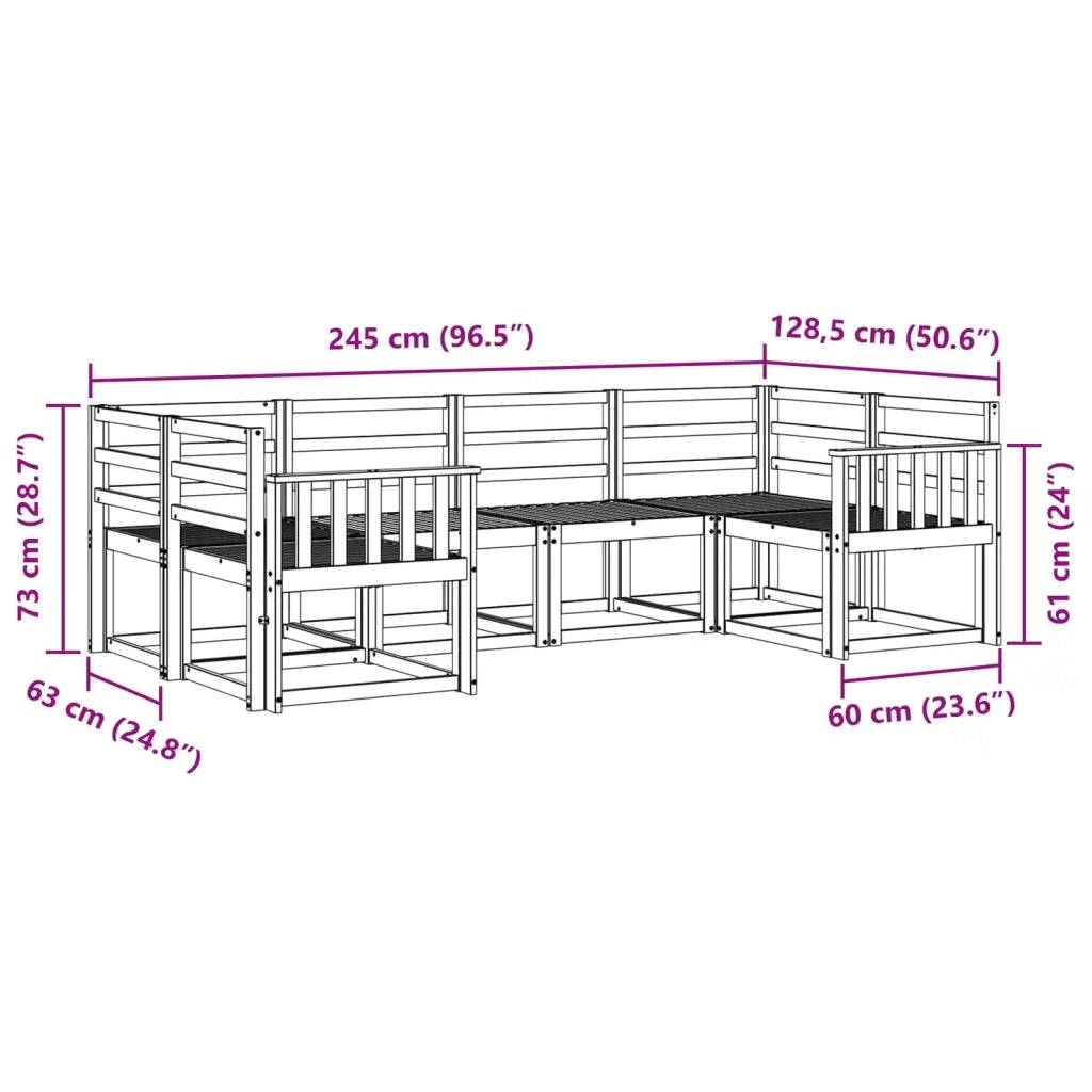 Set di divani da esterno 6 pcs Bianco Legno di Acacia Massello 3388113