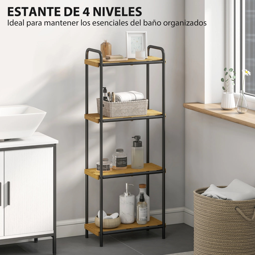 Scaffale Bagno Bamb¨´ 4 Ripiani Aperto ¨C zephmum ¨C 41.5x21.5x106 cm Naturale