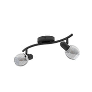 Plafoniera Moderna Pollica 2 Luci Acciaio Nero