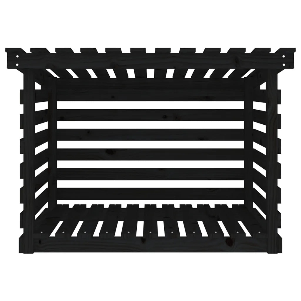 Portalegna Nero 108x73x79 cm in Legno Massello di Pino 822231