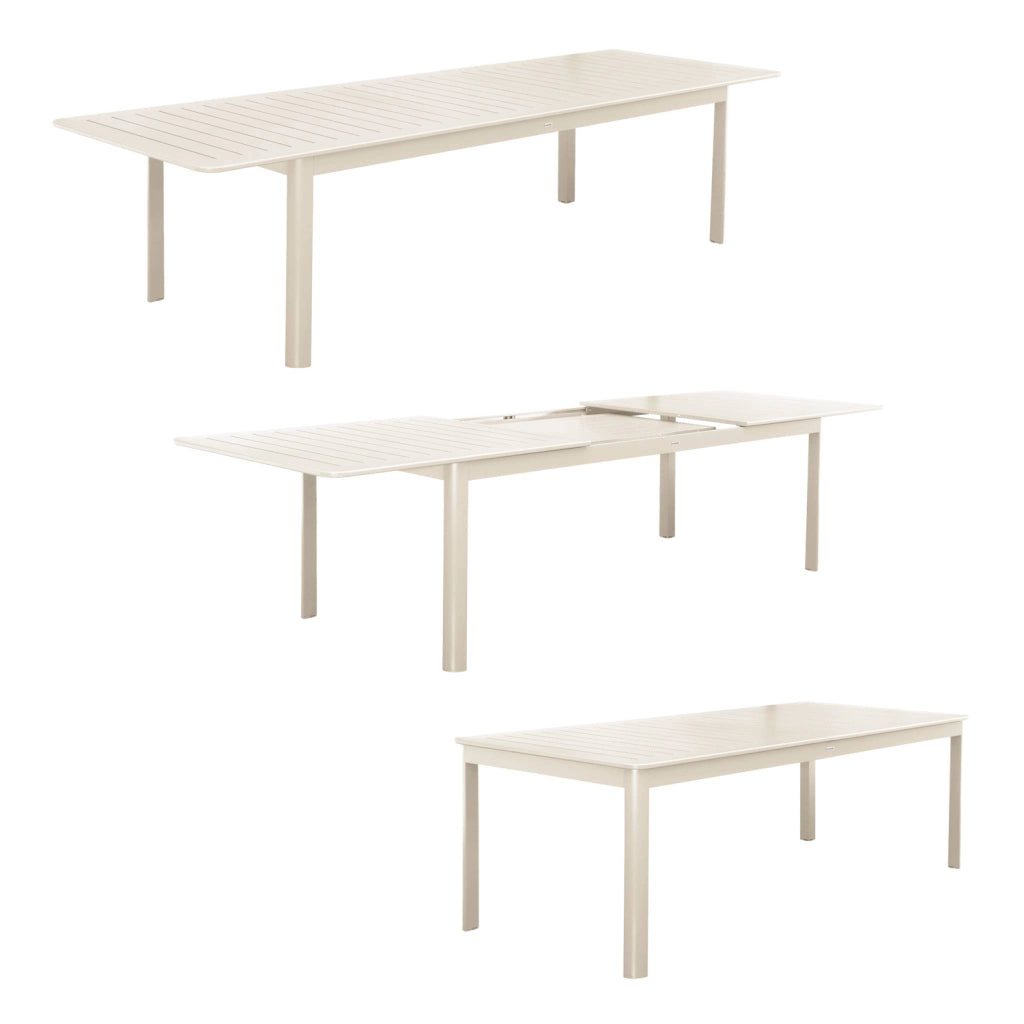 Tavolo da giardino allungabile in alluminio, 10 posti, beige