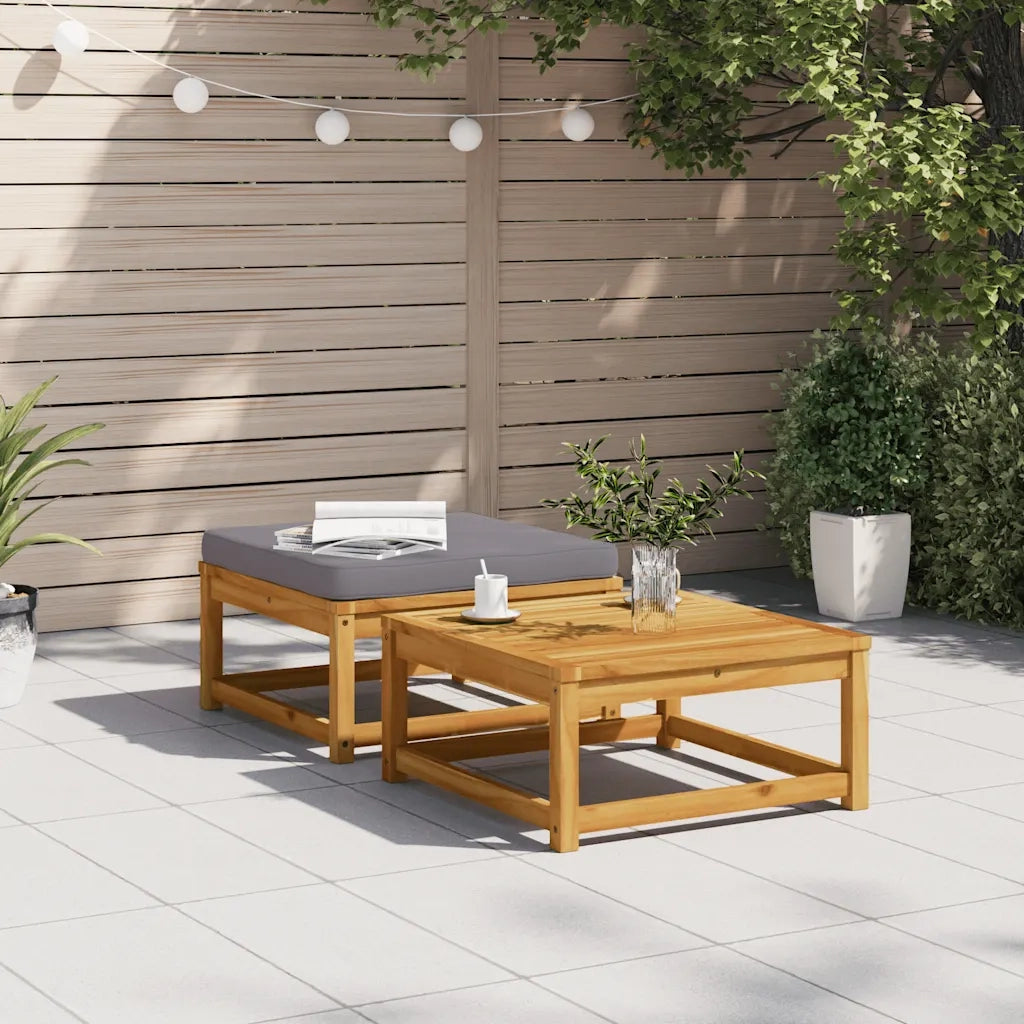 Poggiapiedi da Giardino con Cuscini in Legno Massello di Acaciacod mxl 92350