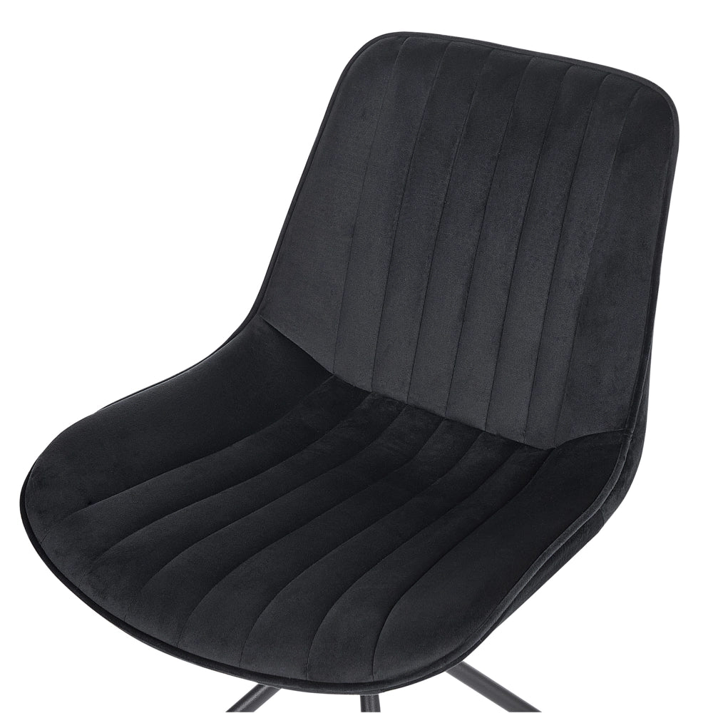 Set di 2 sedie da pranzo imbottite in velluto nero Sedia da sala da pranzo per interni con gambe in acciaio Decor