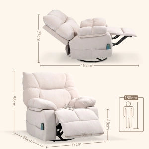 POLTRONA Relax con massaggio e riscaldamento, reclinabile, girevole, Beige