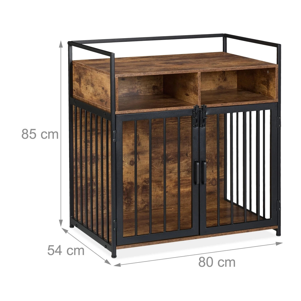 Mobile per gabbia per cani moderno con superficie di appoggio 85 x 80 x 54 cm in MDF nero 13_0015355
