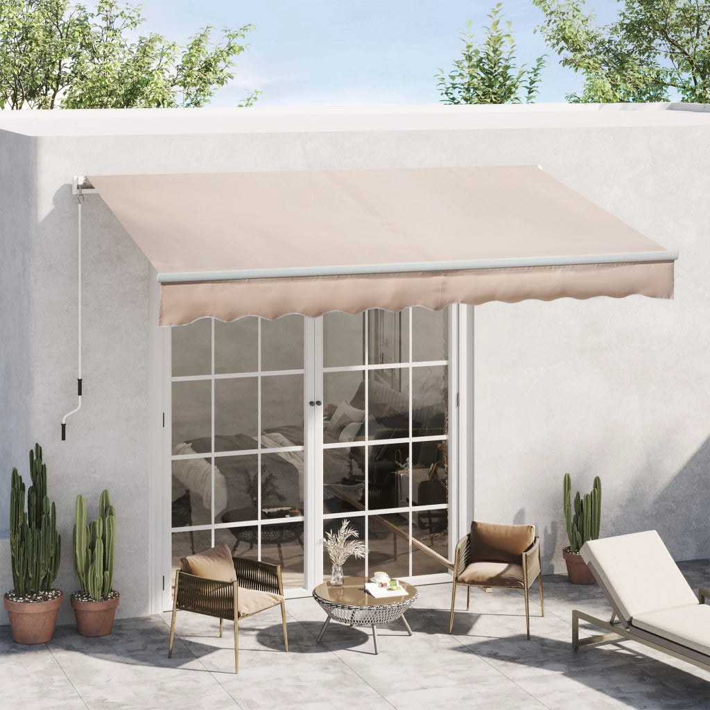 Toldo Manuale Retrattile per Giardino e Terrazzo ¨C zephmum ¨C 295x200 cm Beige Impermeabile Anti-UV
