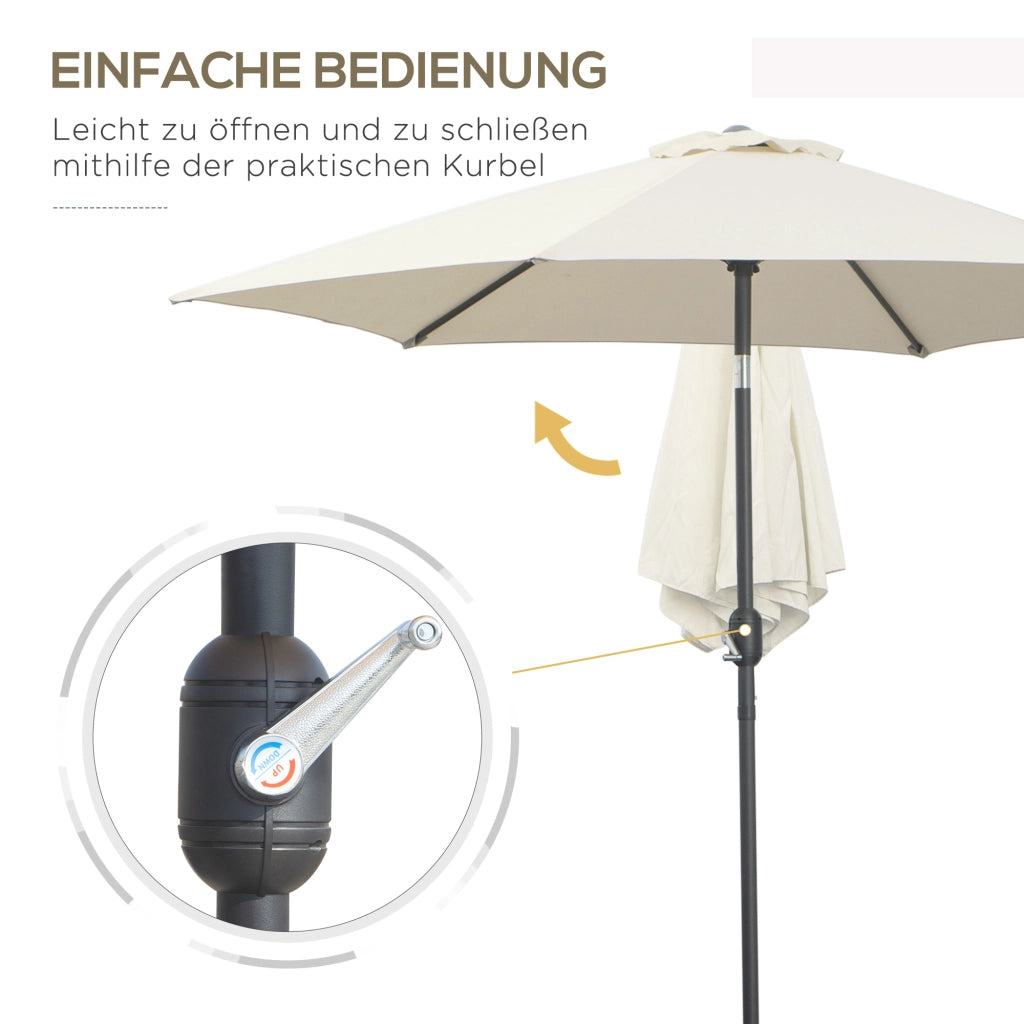 Ombrellone articolato Parasole da giardino con manovella 2.6 m Alu Polyester 180/㎡ Beige ideale per giardino e patio