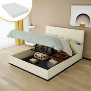 Letto Contenitore Imbottito con Testiera ¨C MINIMAL ¨C Beige 160x200 con Materasso