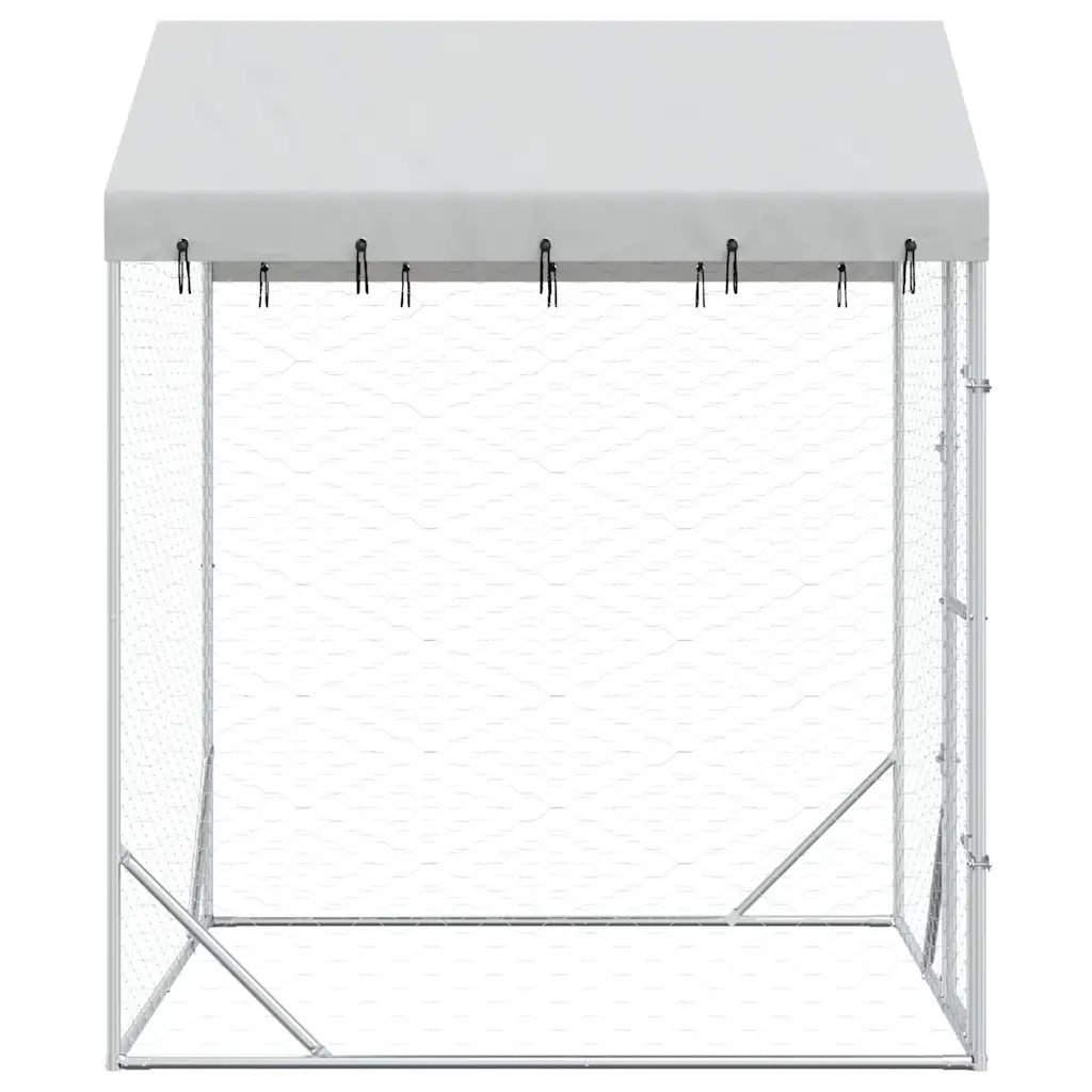 Cuccia Cani da Esterno Tetto Argento 2x2x2,5 m Acciaio Zincato 153675