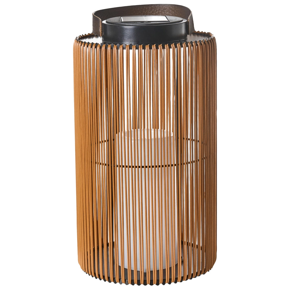 Lanterna solare Materiale sintetico naturale LED Decorazione per interni ed esterni Paralume intrecciato A basso consumo energetico Rustico Boho