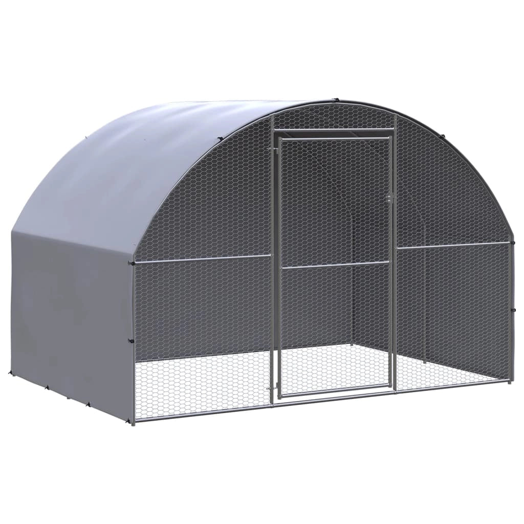 Pollaio/recinto/gabbia per polli da esterno 3 x 2 x 2 m acciaio zincato argento 02_0044004