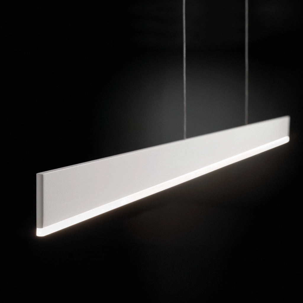 Riga Lampada a Sospensione LED 40W 3551 Lumen 3000K Alluminio Bianco Opaco Diffusore Satinato Design Lineare Moderno per Interni 120x1x250 cm