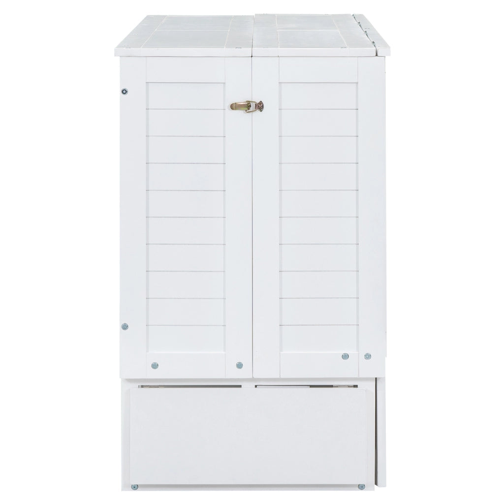 Letto pieghevole 140x200 con cassetto e ripiani laterali, bianco
