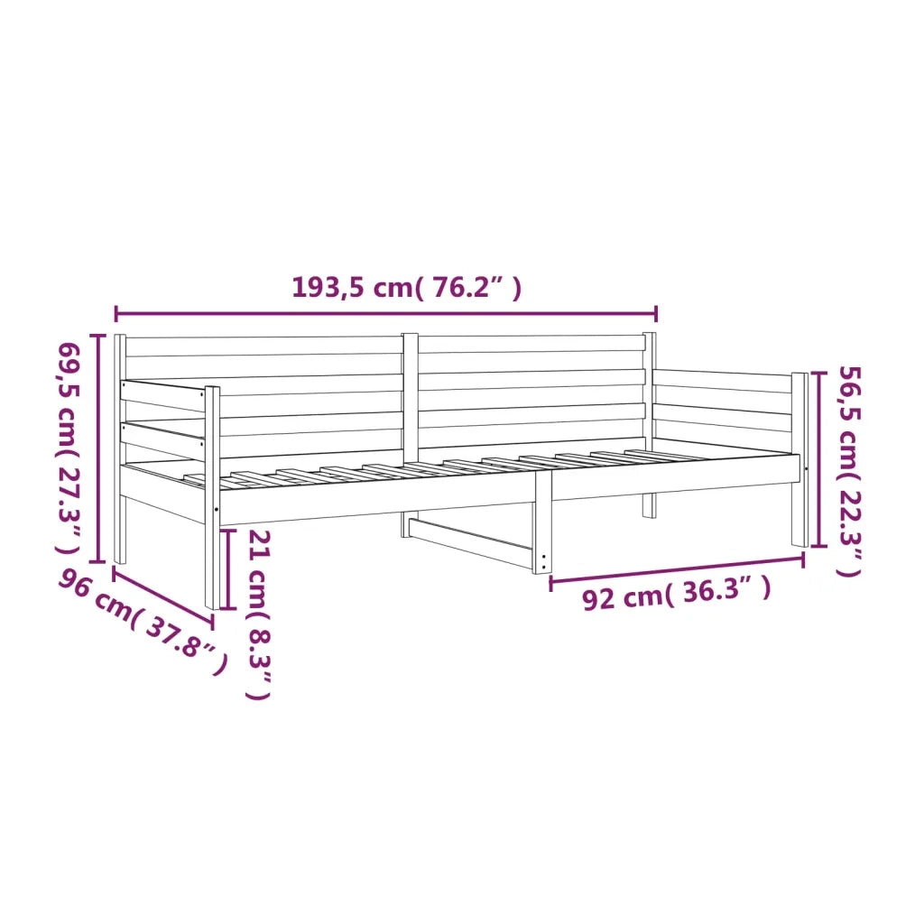 Dormeuse 90x190 cm in Legno Massello di Pino cod mxl 63948