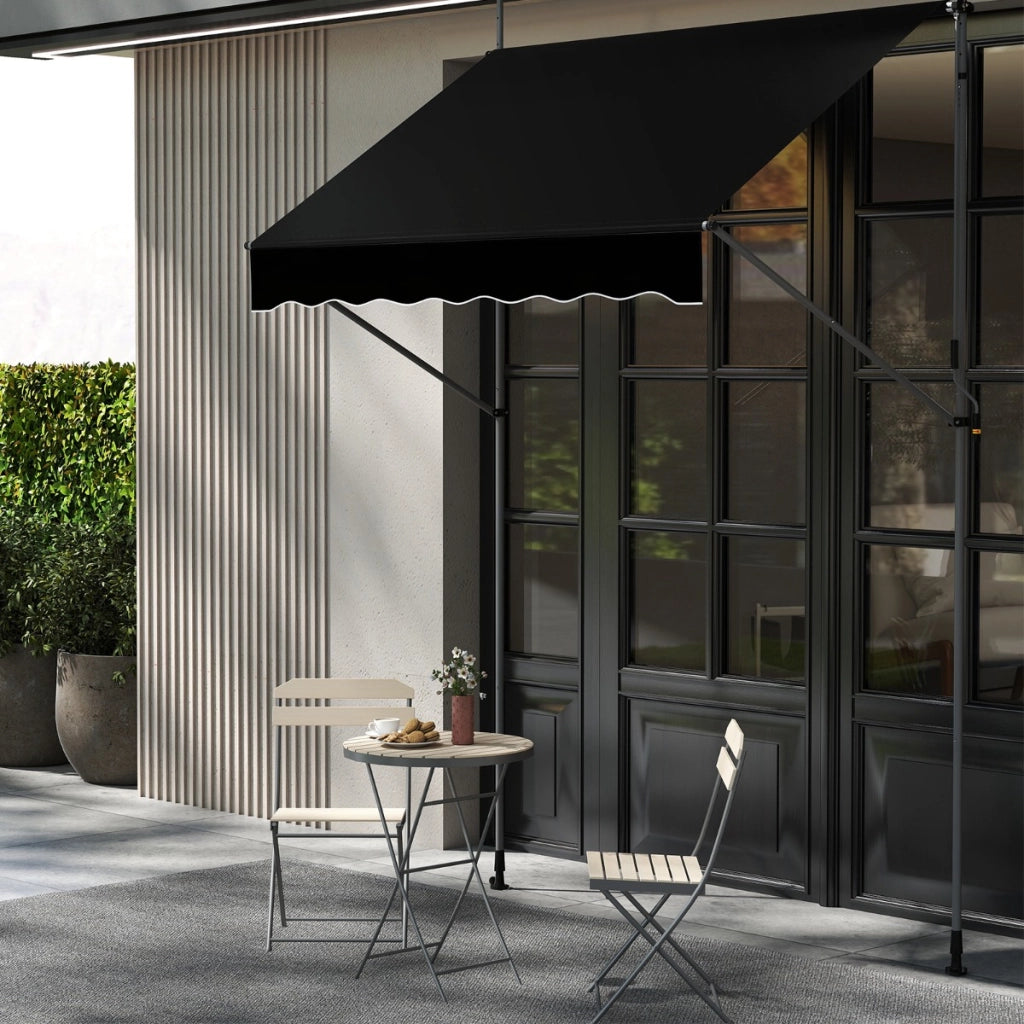 Tenda da sole regolabile per esterni senza foratura con manovella, Tenda da sole e giardino 200 x 210-300 cm Nero-Tende parasole