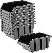 Scatola di archiviazione in plastica PP, scatola di archiviazione in diverse dimensioni, cassetti di archiviazione per strumenti, cassetti di archiviazione, cassetti di ordinamento - Nero 10 pezzi, 195 x 120 mm KADAX