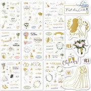 Sticker per matrimonio per libro degli ospiti e album di foto - 164 adesivi - 9 pagine - sticker per libro degli ospiti e album di foto per festa di nozze