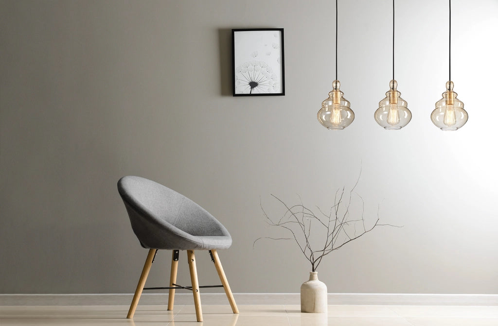 ADONE  LAMPADARIO A SOSPENSIONE RETTANGOLARE 3 VETRI MIELE MONTATURA CROMO LUCIDO ATTACCO E27
