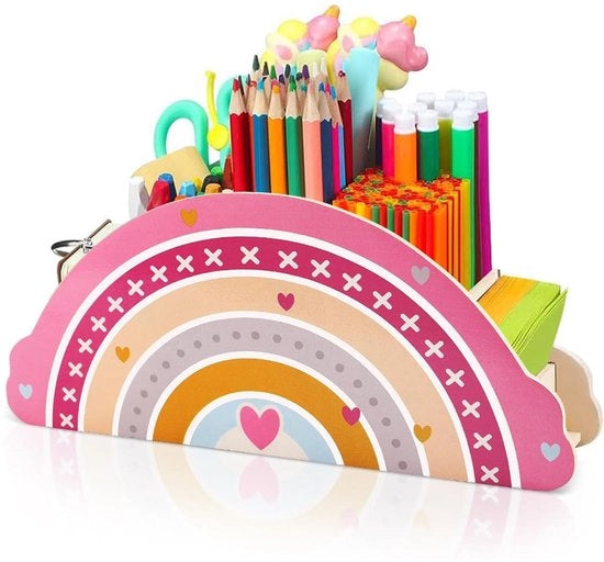 Organizzatore per bambini con contenitore per matite, contenitore per matite arcobaleno, organizzatore per ufficio per bambini