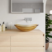 Lavabo da appoggio in vetro trasparente 54x35x15,5 cm color giallo | Aurea