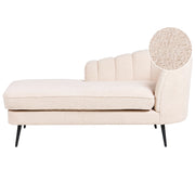 Chaise longue Velluto Beige Chiaro Rivestimento Gambe In Metallo nero versione destra