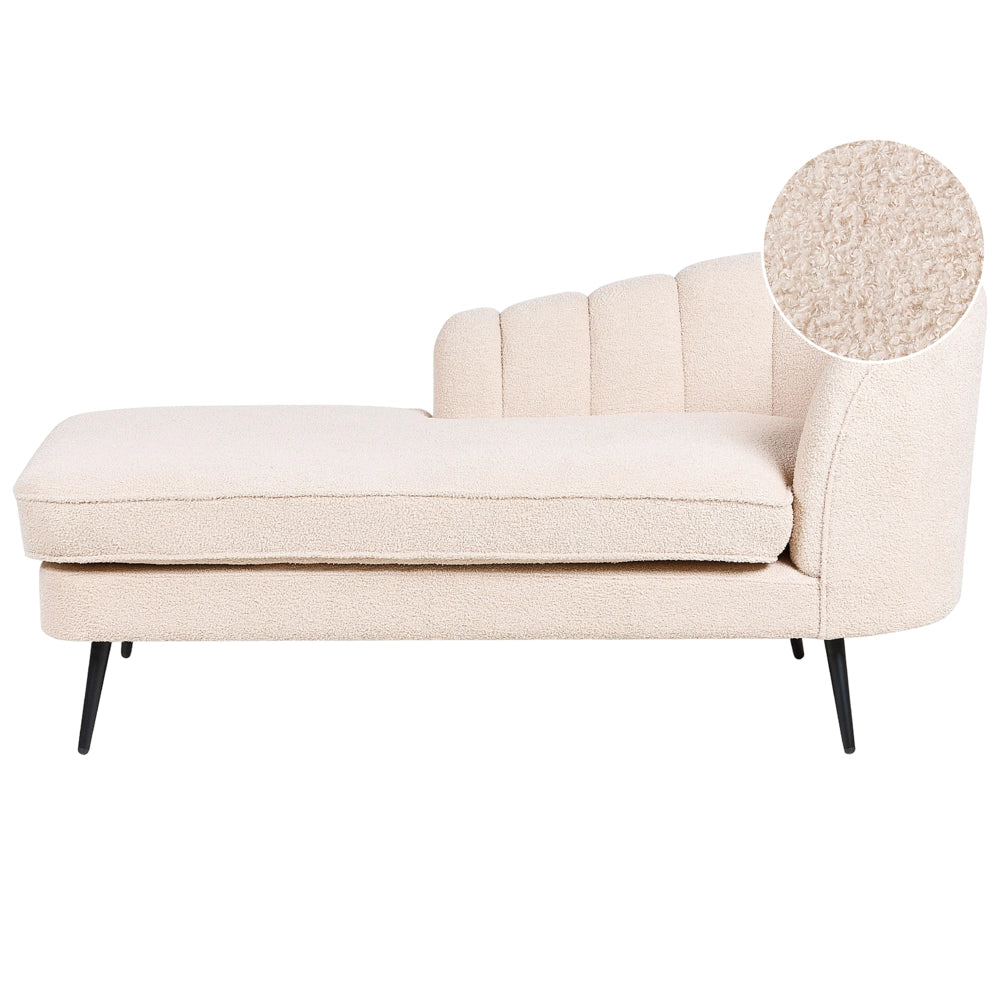 Chaise longue Velluto Beige Chiaro Rivestimento Gambe In Metallo nero versione destra